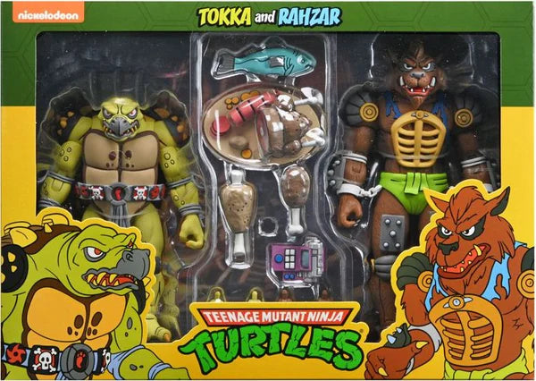 NECA Teenage Mutant Ninja Turtles Tokka & Rahzar 2-Pack Action Figures - Cartoon Version Collectible Set for TMNT Fans | Perfect for Display, Gifts, and Comic Conventions