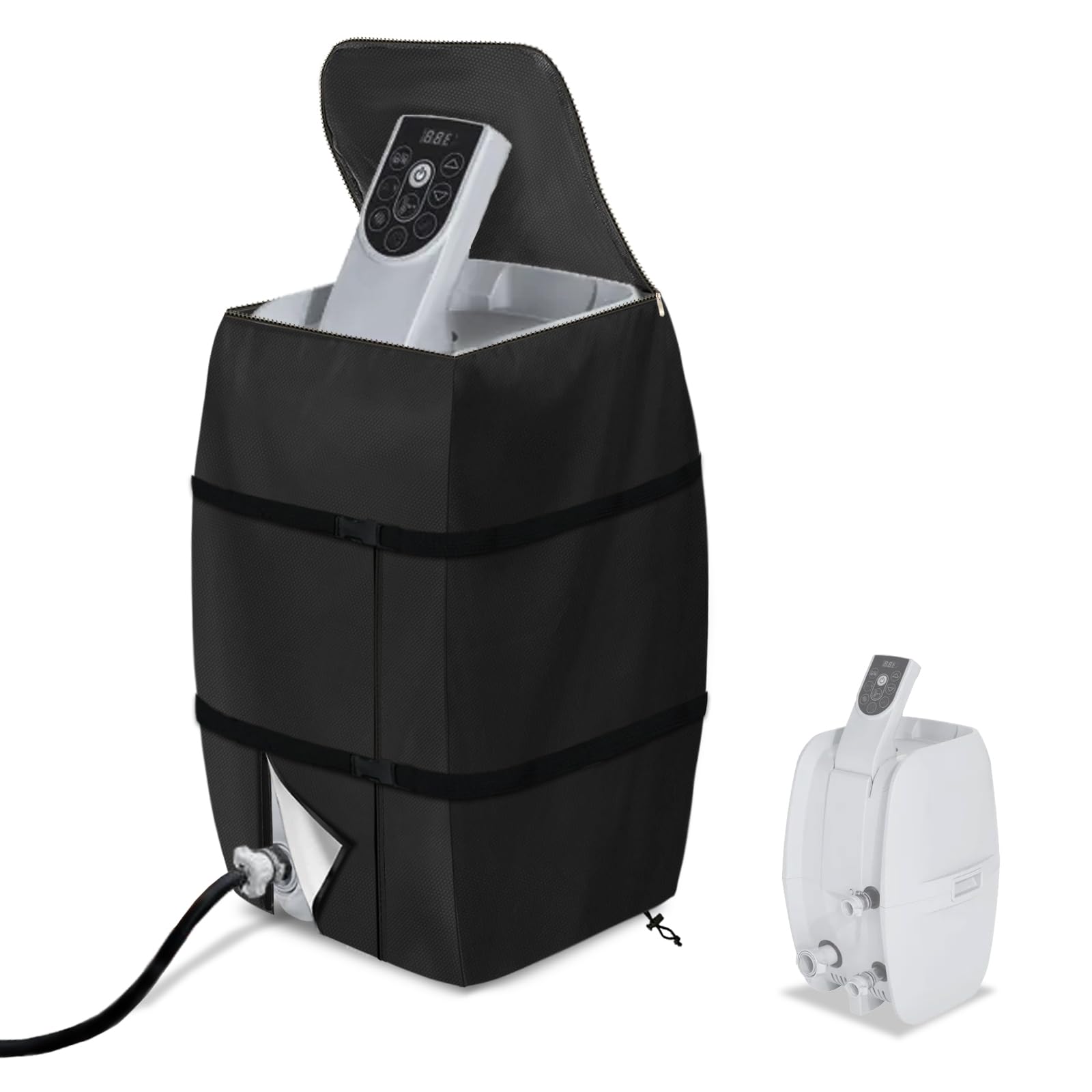 Hot Tub Spa Heater Pump Cover - Waterproof Insulated Pump Cover for Most Hot Tub Brands (Black, Square) | Protects Equipment from Weather & Saves Energy