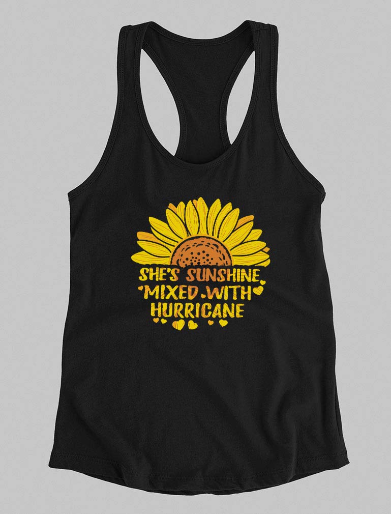 Sunflower Tank Tops for Women - Summer Casual Racerback Tops - Cute Floral Sleeveless Shirts for Girls - Perfect for Beach, Picnic & Summer Outfits