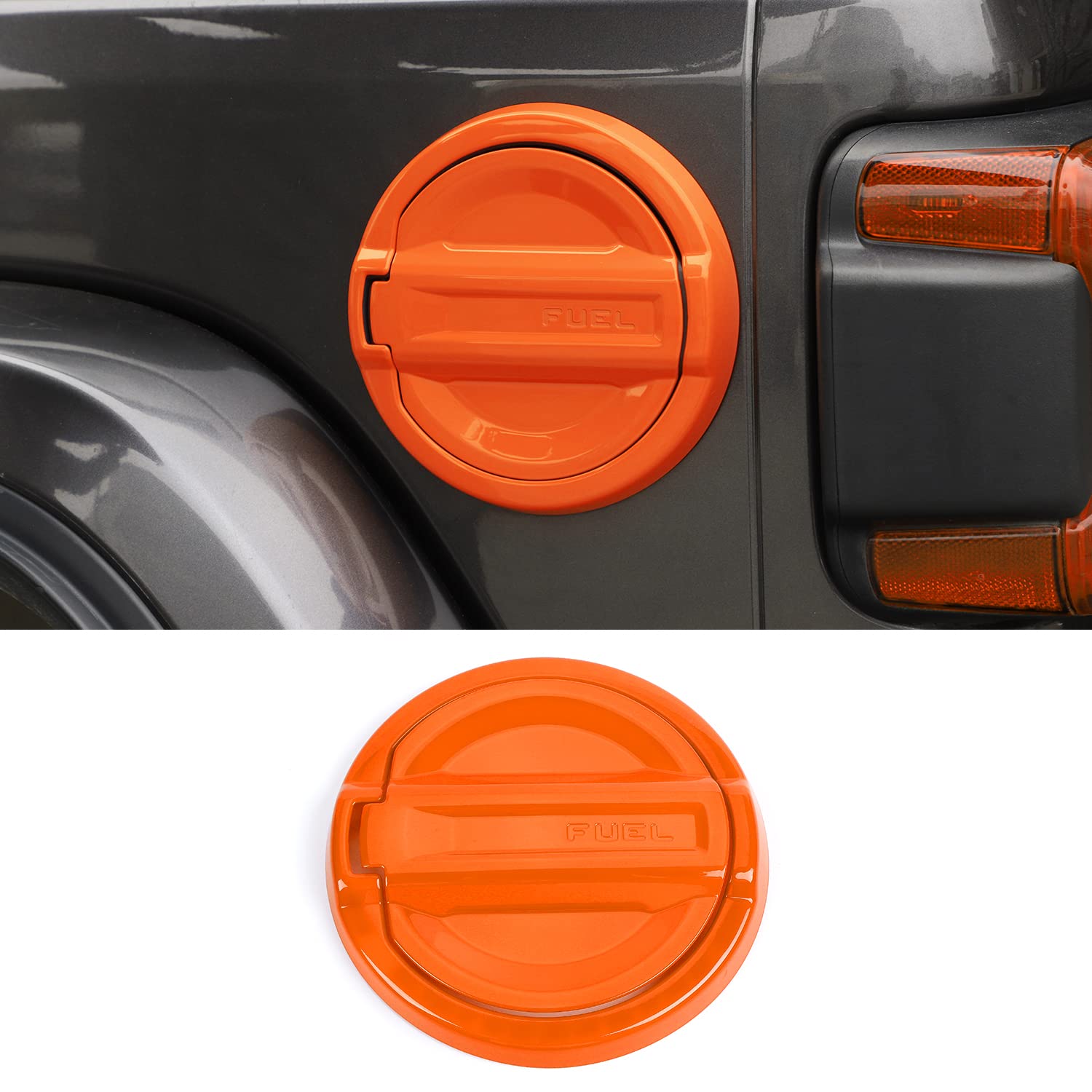 Linskip Gas Door Cover for 2021-2024 Jeep Wrangler 4XE | Fuel Tank Cap Cover | Exterior Accessories (Orange) | Perfect for Off-Roading & Jeep Customization