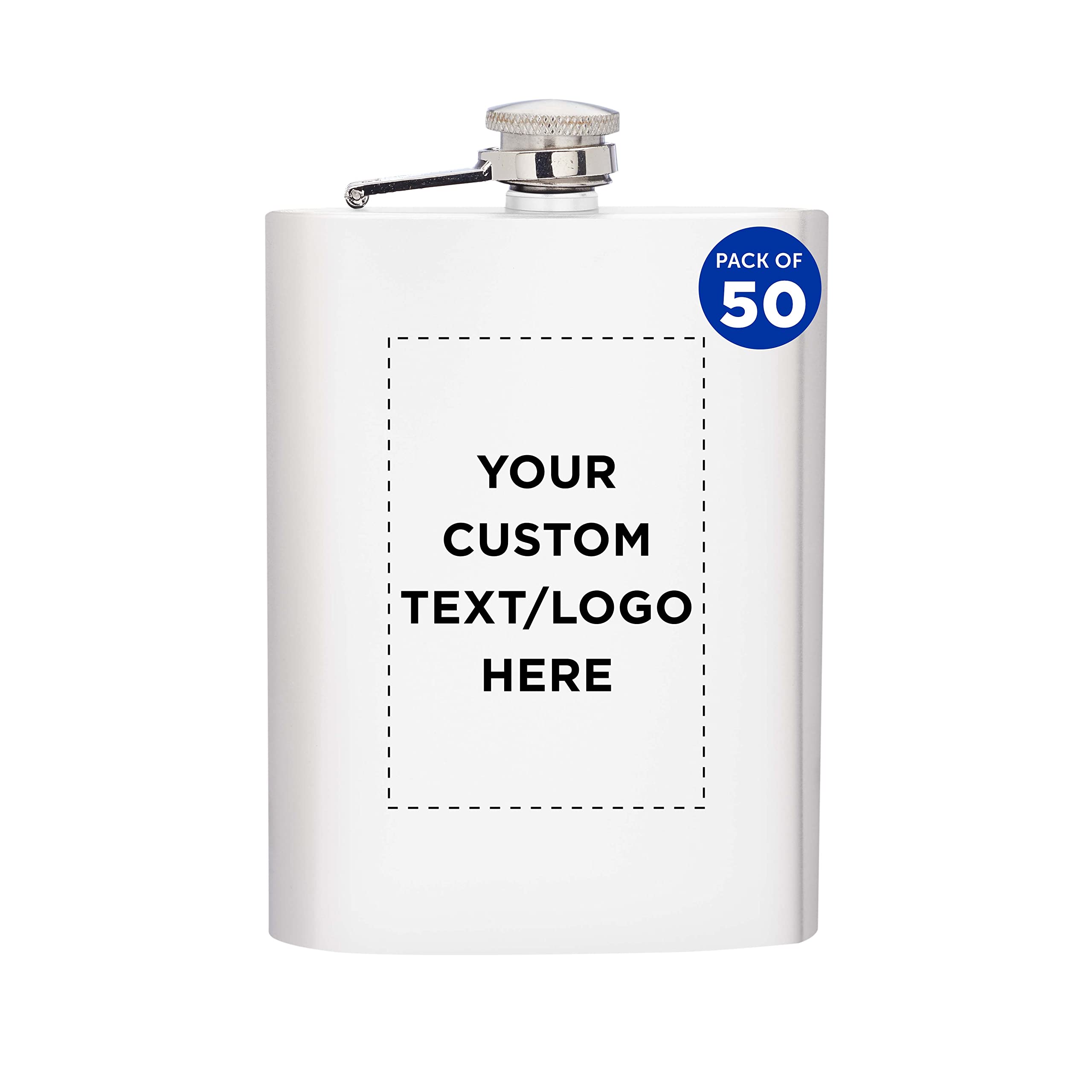 Custom Engraved Stainless Steel Hip Flasks 8oz (50-Pack Bulk) - Personalized Wedding Party Gifts, Groomsmen Gifts, Bachelor Party Favors - Perfect for Outdoor Adventures, Camping & Whiskey Tasting Events