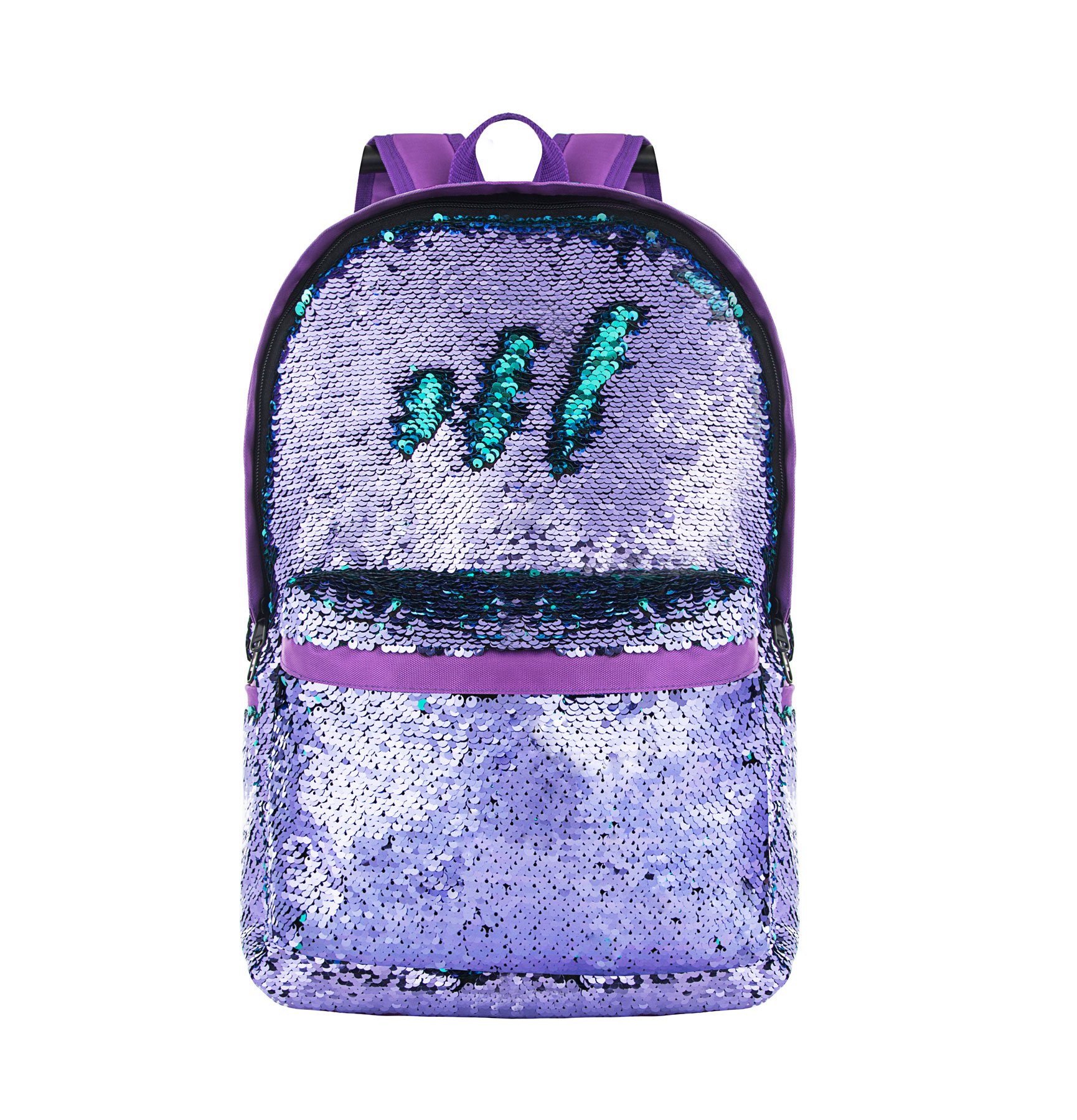 HeySun Sparkly Sequin Backpack for Girls - Glitter School Bag with Adjustable Straps, Purple Bookbag for Elementary, Middle & High School Students | Perfect for School, Travel & Everyday Use
