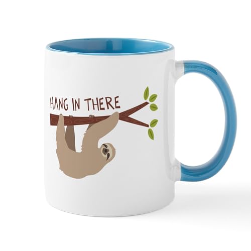 White/Blue Inside - Hang In There Mugs