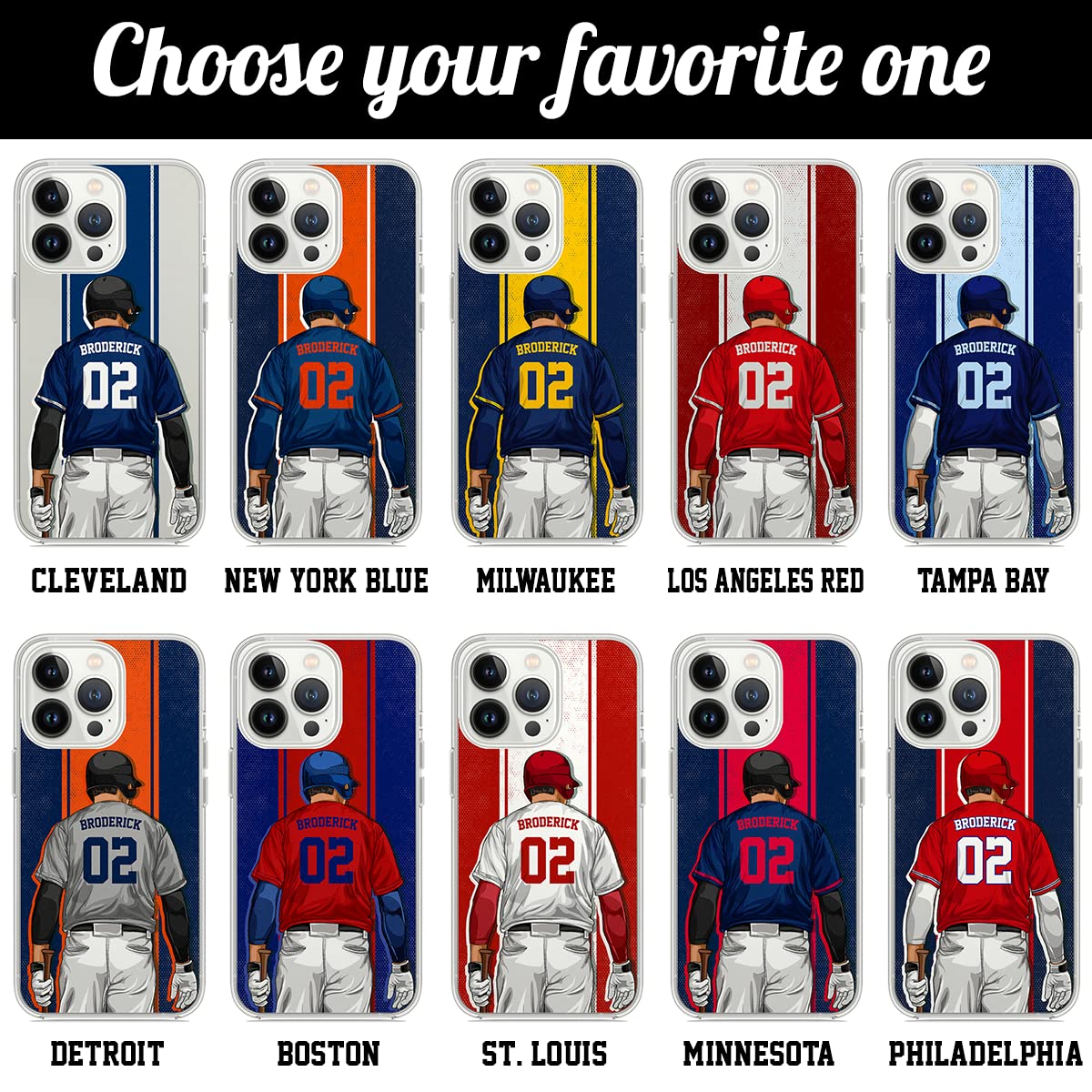 Custom Name & Number Personalized Baseball Jersey Phone Case for iPhone 16/15/14/13/12/11/XR/X/XS/8/7 Plus/Mini/Pro Max - Unique Sports Design for Baseball Fans & Team Spirit