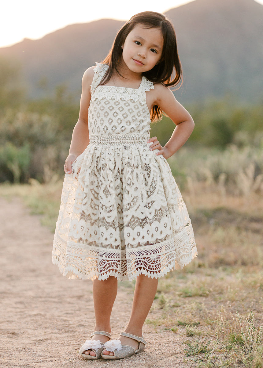 Elegant Cream Caspia Dress for Women - Flowy Midi Dress with V-Neck & Long Sleeves - Perfect for Weddings, Parties & Office Wear