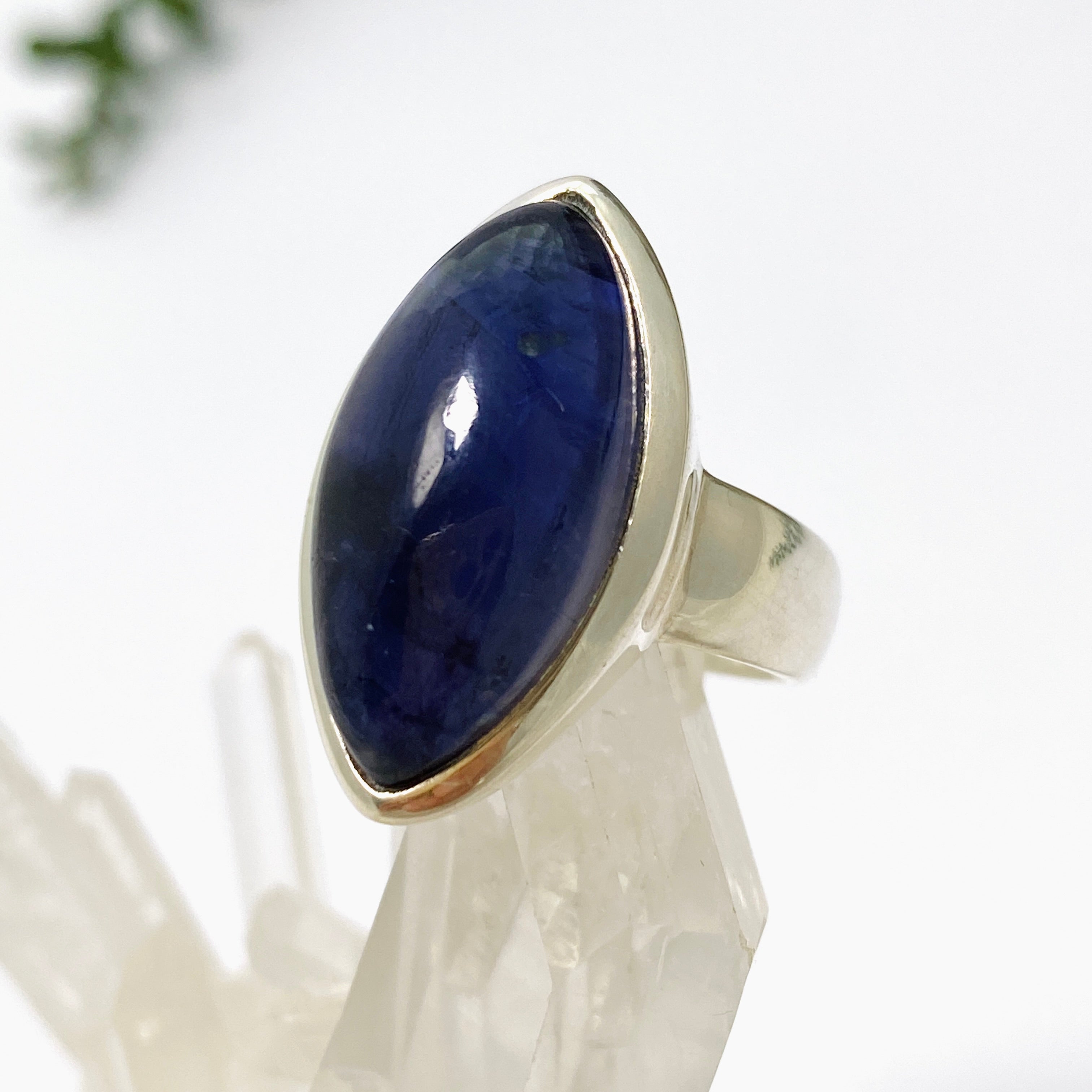 Iolite Marquise Cabochon Ring Size 6.5 - Elegant Purple Gemstone Jewelry for Women - Perfect for Weddings, Anniversaries & Special Occasions