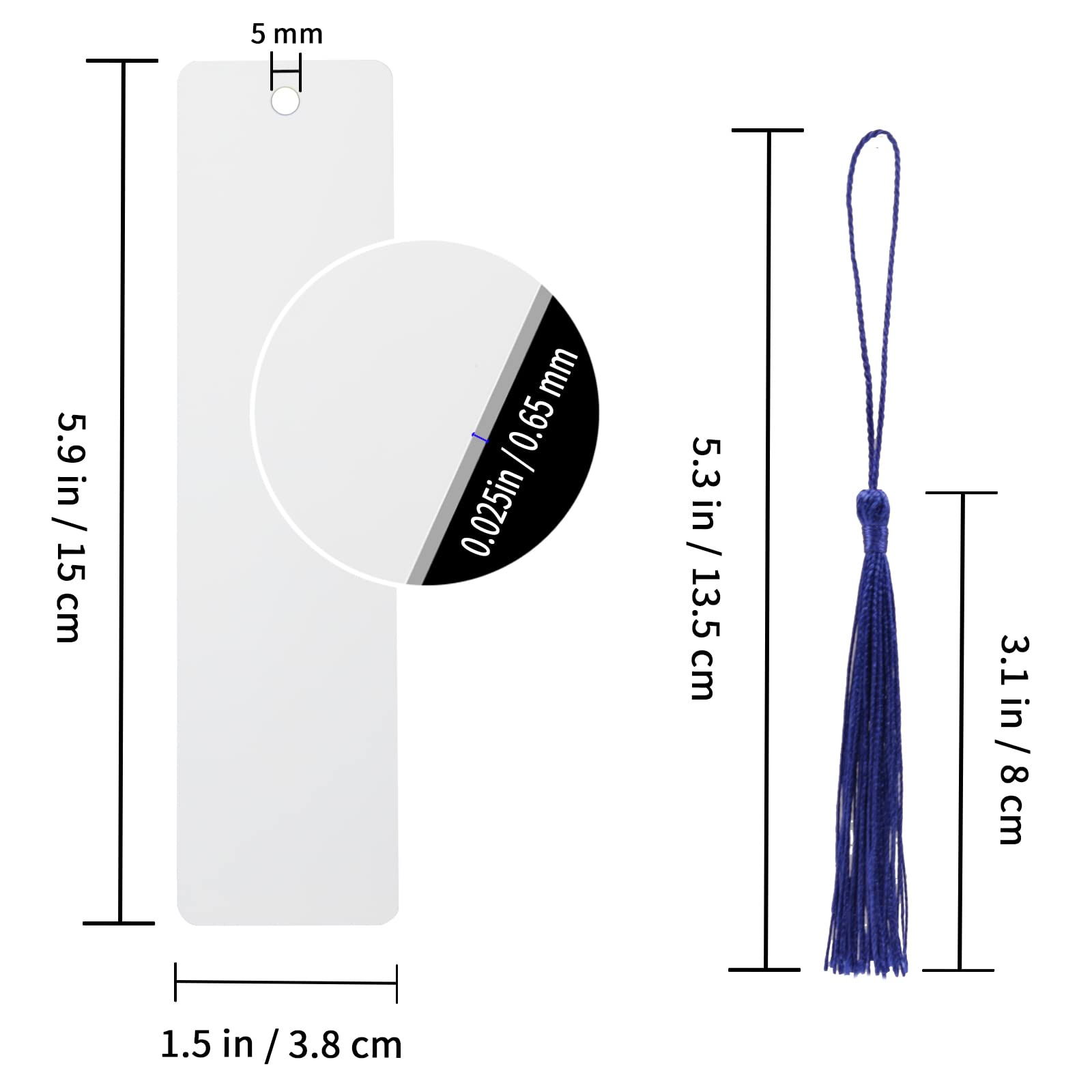 30 Pcs DIY Sublimation Blank Bookmarks - 5.9