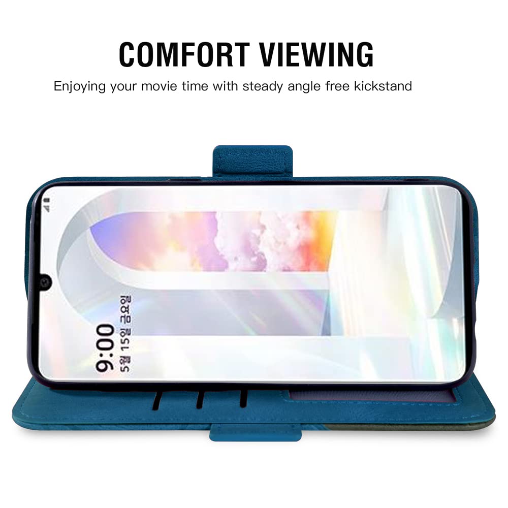 Premium Leather Wallet Case & Tempered Glass Screen Protector for LG Velvet 5G (LM-G900UM) - Compatible with Verizon, T-Mobile & UW Models | Card Holder Flip Cover for Everyday Protection & Convenience | Perfect for Business, Travel & Daily Use