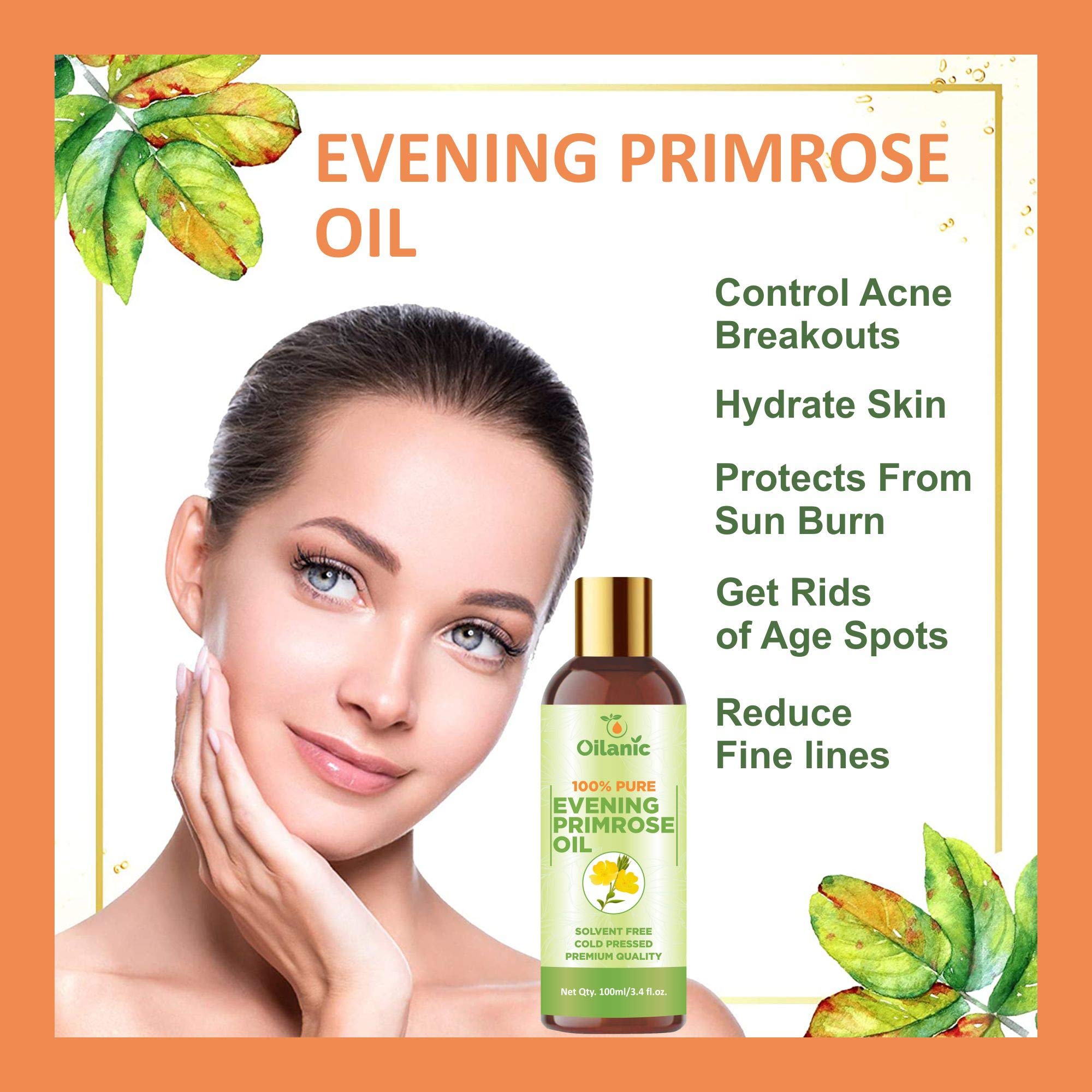 Oilanic 100% Pure Natural Avocado Oil & Evening Primrose Oil Combo - 2 Bottles (200ml Total) for Cooking, Skin & Hair Care | Cold-Pressed, Unrefined, Vegan Beauty Treatment