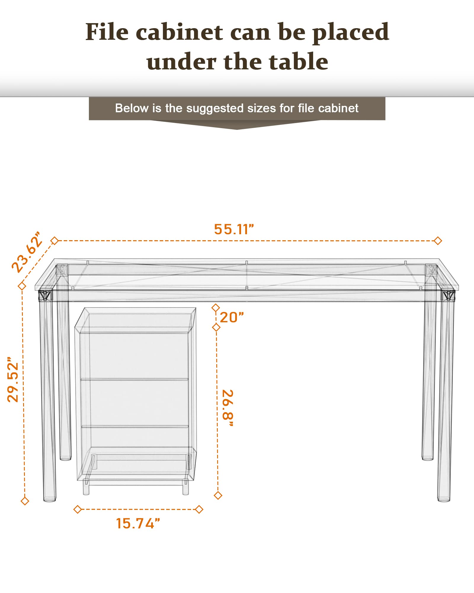 Teraves 55.11 Inch White & Gold Computer Desk - Sturdy Home Office Desk, Dining Table & Writing Workstation for Small Spaces | Perfect for Remote Work, Online Classes & Gaming Setup