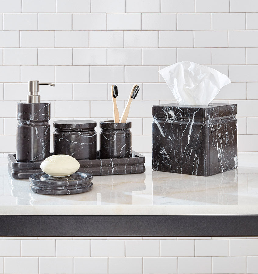 Premium Marquina Marble Soap Dish - Elegant Bathroom Organizer for Bar Soap, Luxury Spa & Home Decor - Perfect for Showers, Vanities & Guest Bathrooms