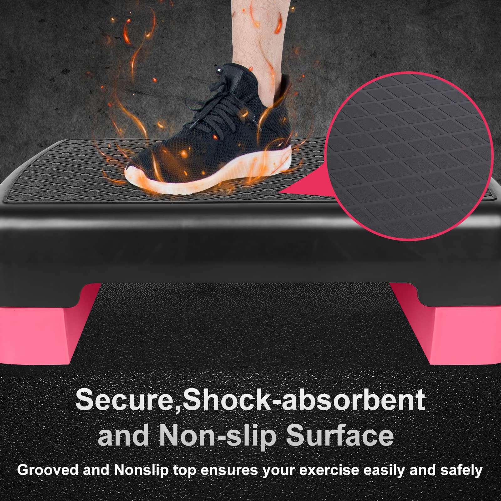 Adjustable 4-6 Inch Aerobic Step Platform with 2 Risers - Home Gym Equipment for Cardio, Step Training & Workouts - Perfect for Fitness Classes, HIIT & Home Exercise
