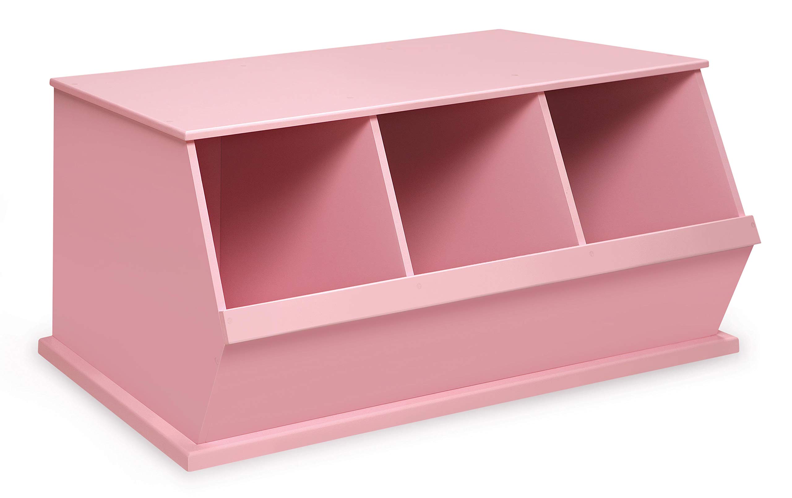 Badger Basket Three Bin Stackable Toy Storage Organizer with Removable Bins - Pink Nursery, Kids Room & Playroom Organization Solution