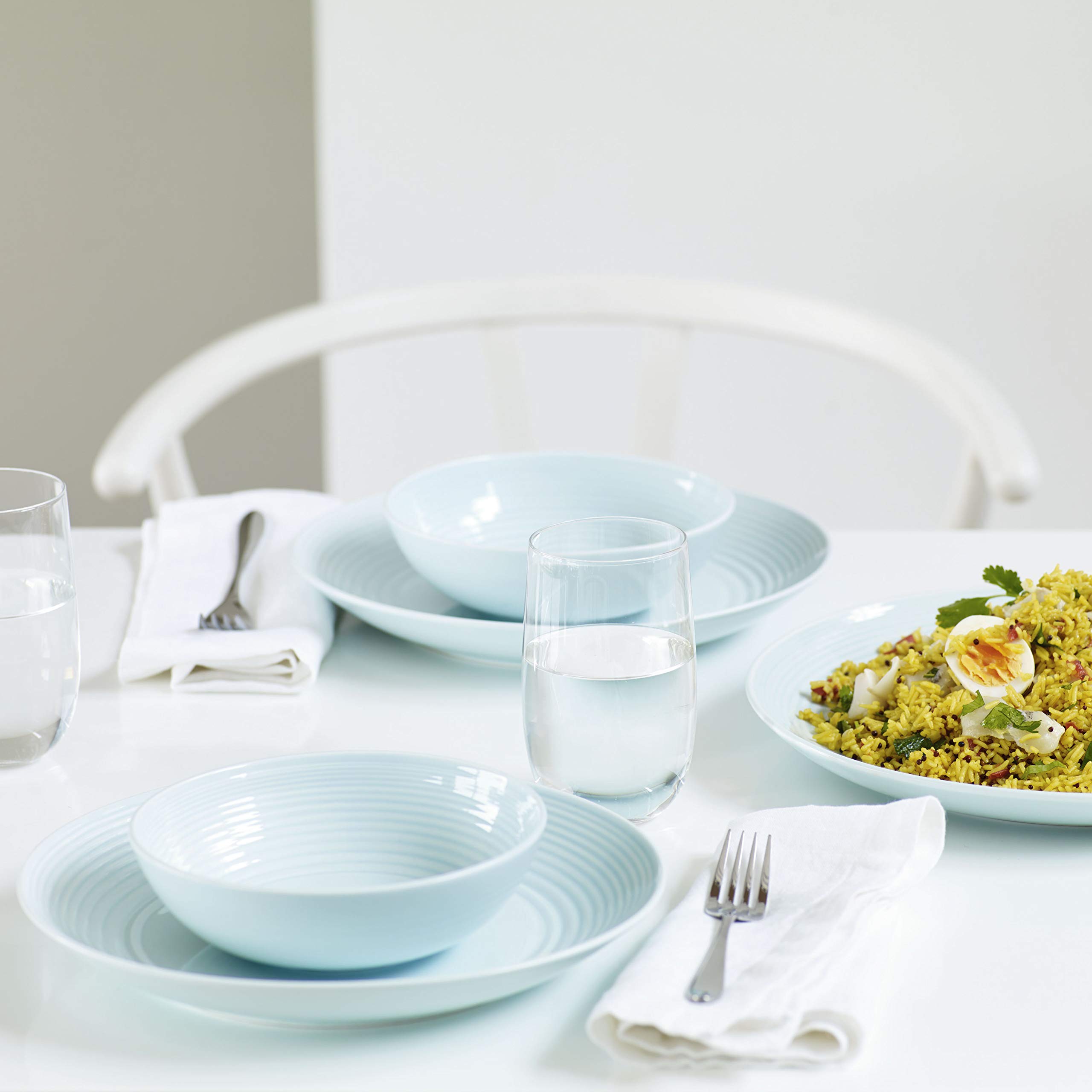 Royal Doulton Gordon Ramsay Maze Blue 12-Piece Dinnerware Set - Elegant Porcelain Plates, Bowls & Mugs for Fine Dining & Entertaining