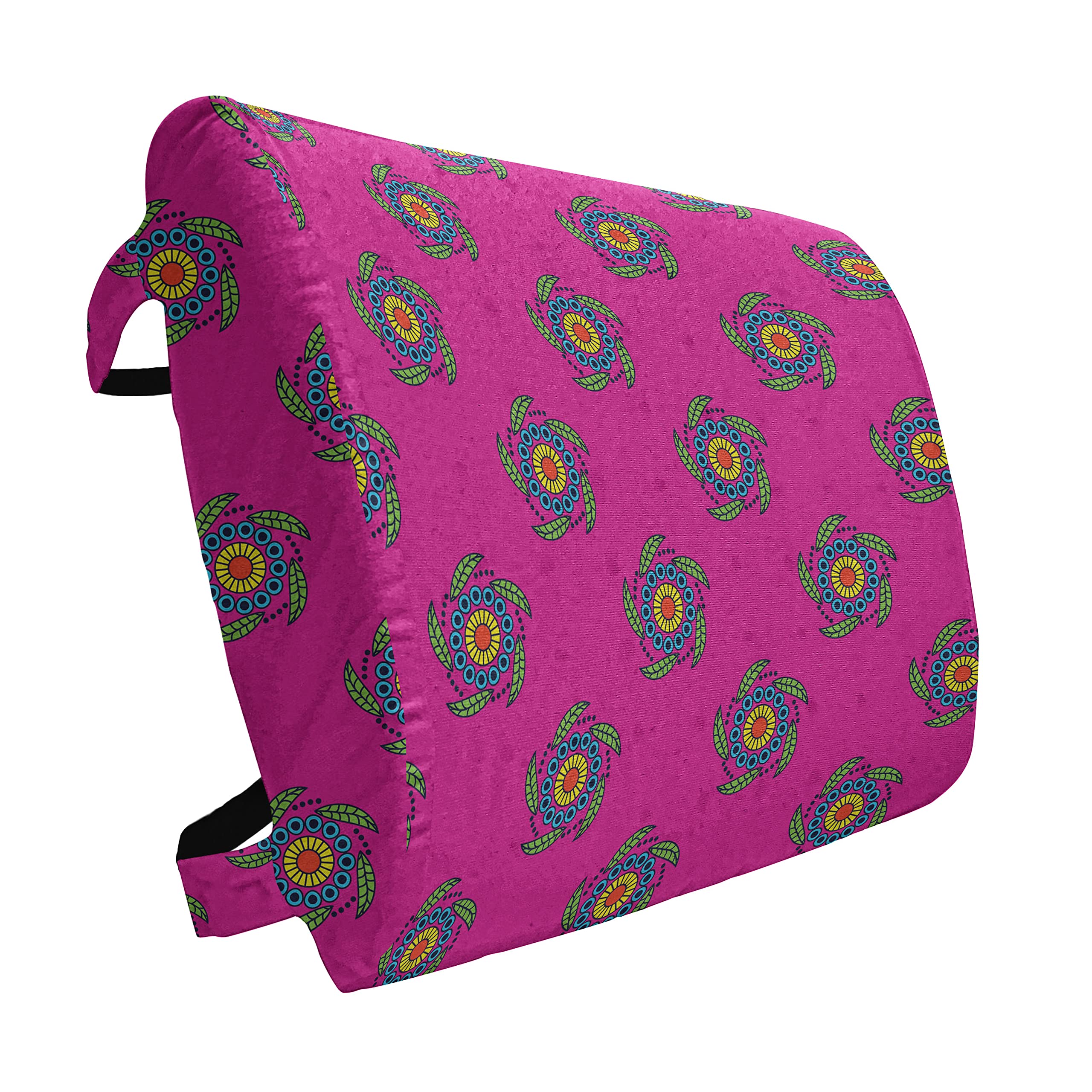 Ambesonne Ethnic Lumbar Support Pillow - Windmill Inspired Floral Design with Leaves, Circles & Polka Dots - High Density Foam for Office Chair & Car Seat - 14