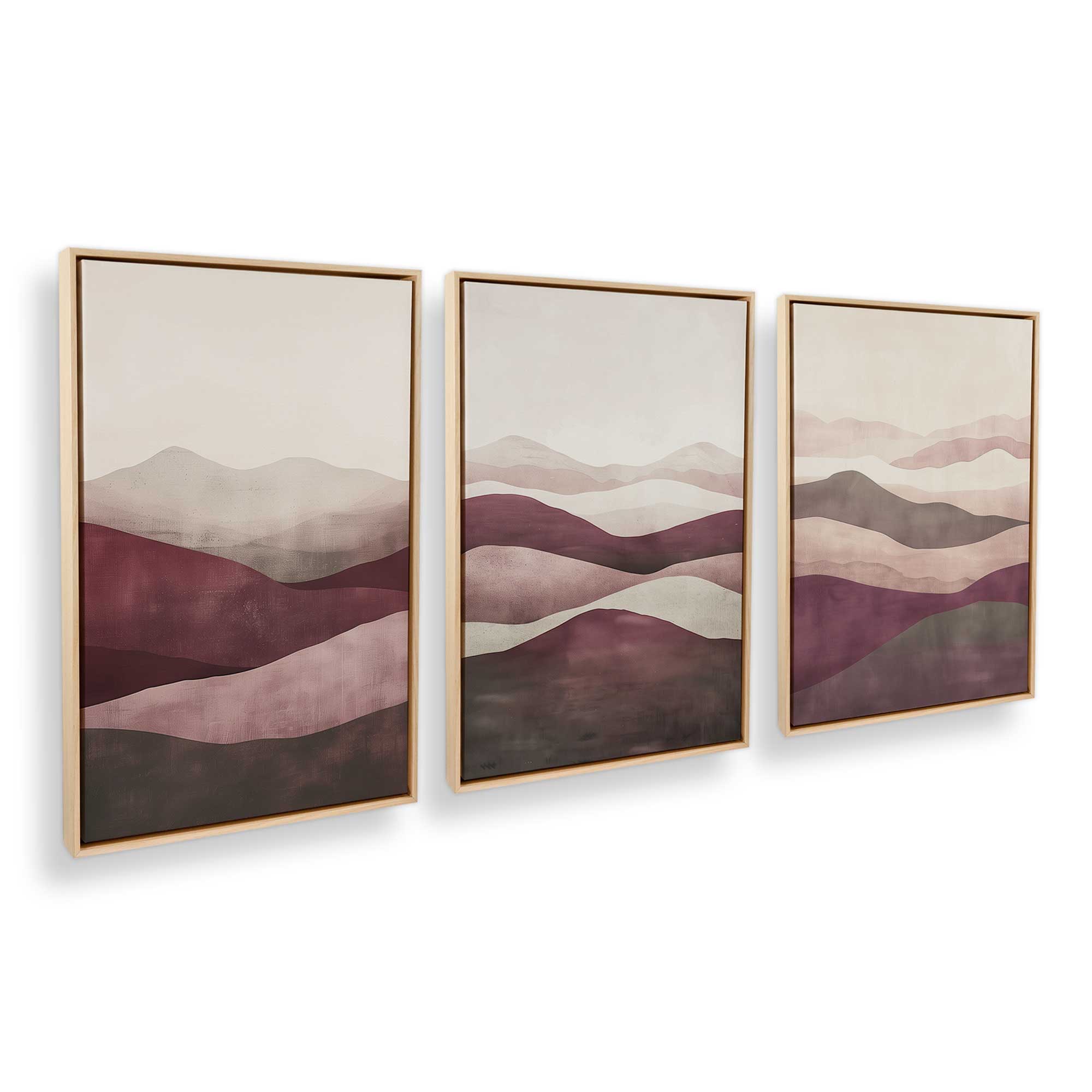 Garnet Whisper - Set of 3 Framed Canvas Wall Art Prints | Modern Home Decor for Living Room, Bedroom & Office | Ready to Hang
