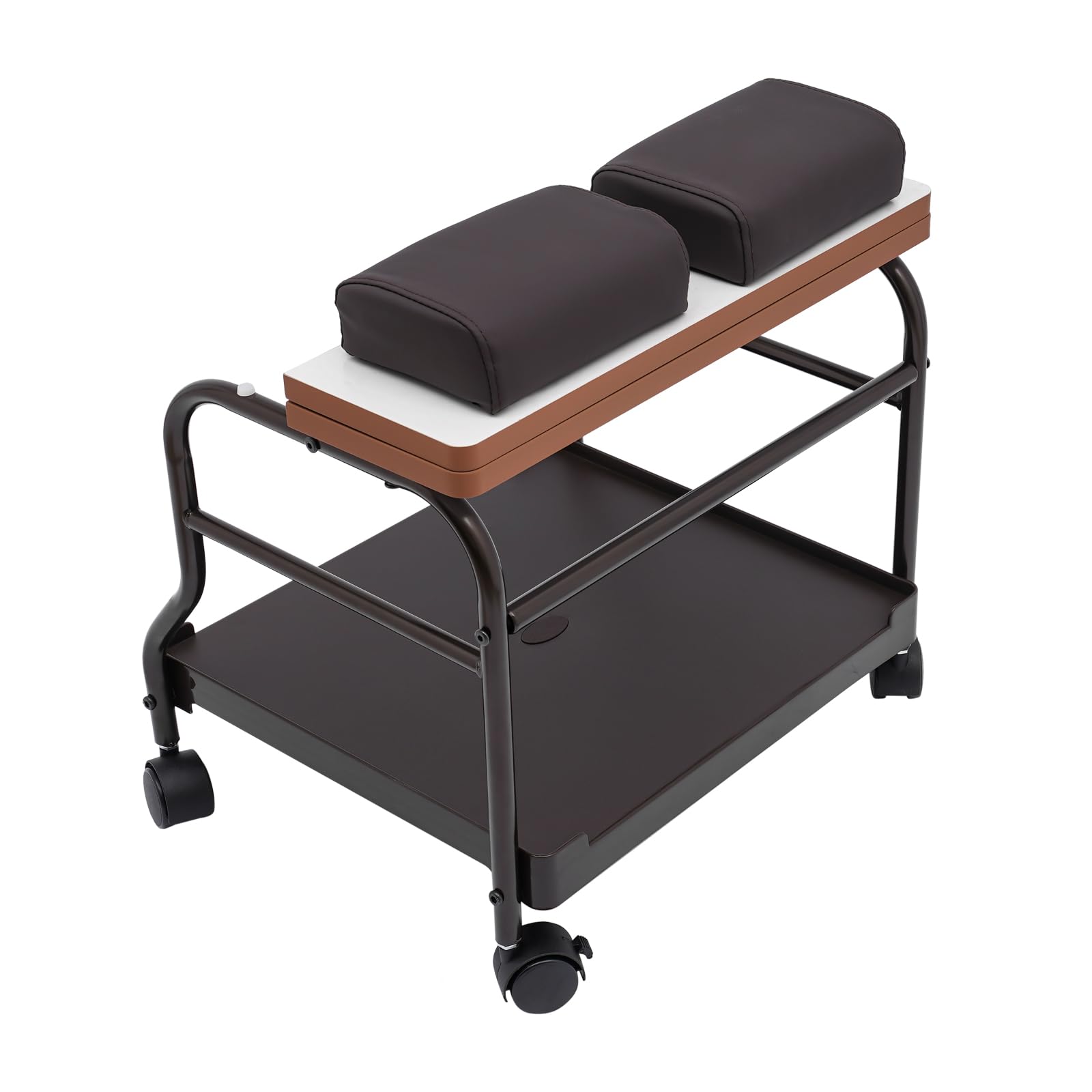 Professional Pedicure Cart with Wheels - Adjustable Foot Rest Stool for Manicure & Massage - Portable Salon Spa Station (Coffee Brown) - Perfect for Nail Salons, Home Spas & Beauty Treatments