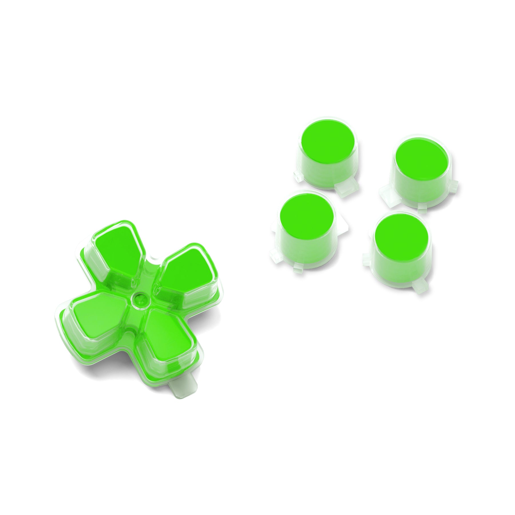 ExtremeRate Custom Green & Clear D-Pad Action Buttons for PS5 Controller - No Letter Imprint Replacement Parts for Enhanced Gaming Performance - Perfect for Competitive Play & Controller Customization