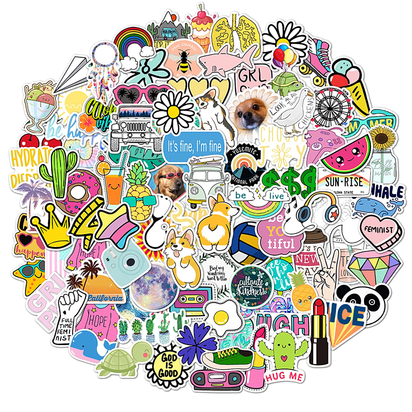 200PCS Cute Funny Aesthetic Vinyl Stickers Pack - Waterproof Decorative Stickers for Laptop, Water Bottle, Phone, Skateboard - Perfect for Teens, Kids, Boys & Adults - VSCO Style DIY Crafts, Journaling, Scrapbooking & Gift Giving
