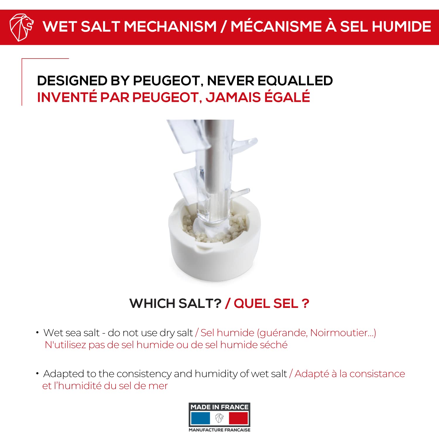 Premium Oleron Manual Wet Salt Grinder - Patented Clear Acrylic & Beechwood Sea Salt Mill - 5.5 Inch Kitchen Tool for Gourmet Cooking, Baking, and Tabletop Seasoning