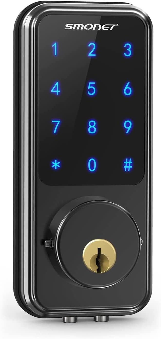 SMONET Smart Lock - Keyless Entry Deadbolt with Touchscreen Keypad, WiFi & Bluetooth, Alexa Compatible for Home & Office - Secure Front Door, Exterior Door, Vacation Rental, Airbnb