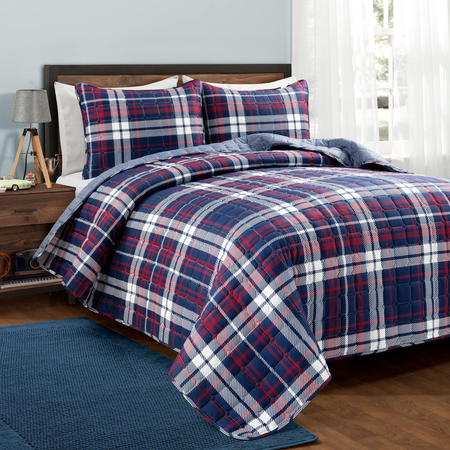 Lush Decor Grayson Farmhouse Reversible Quilt Set - Full/Queen for Cozy Bedroom