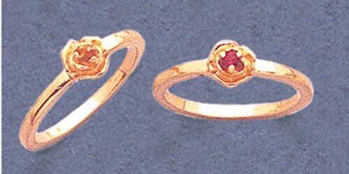 2mm Round Petite Flower Birthstone Ring - Solid Sterling Silver or 14K Gold - Size 4-7 - Pre-Notched Blank Ring Setting (1638750200/1438750200) - Perfect for Birthdays, Anniversaries & Personalized Jewelry Gifts