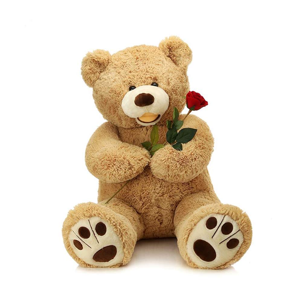 37 Inch Giant Teddy Bear Plush Toy - Light Brown Stuffed Animal with Footprints, Perfect for Gifts, Nursery Decor, and Cuddling