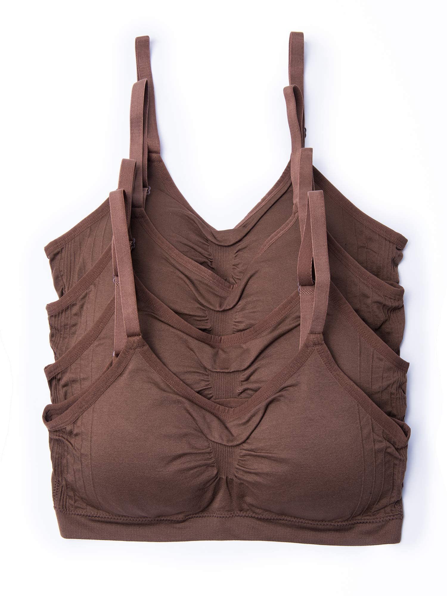 Kalon 4 Pack Women's Wireless Cami Bras with Removable Pads - Soft Nylon Spandex Comfort for Everyday Wear, Layering & Lounge
