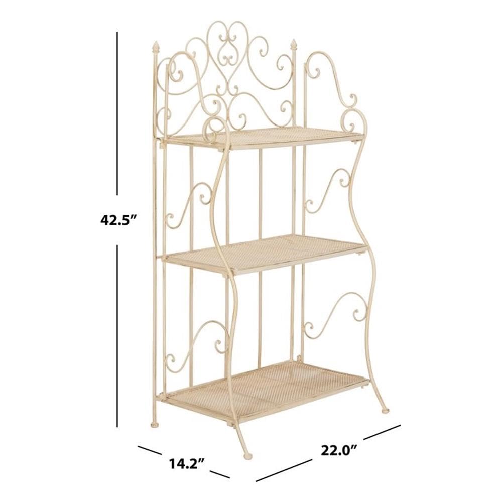 SAFAVIEH PAT5022A Outdoor Collection Torus Pearl White 3-Tier Shelf - Modern Garden & Patio Decor for Plants, Books & Decorations