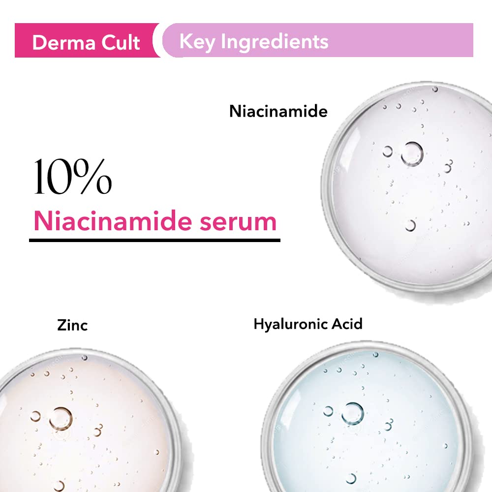 O3+ Derma Cult 10% Niacinamide Face Serum for Acne Scars & Blemish Treatment | Oil Balancing Zinc & Herbs Formula for Oily & Acne-Prone Skin | Skin Clarifying Anti-Acne Serum (30ml) | Perfect for Daily Skincare Routine & Post-Breakout Recovery