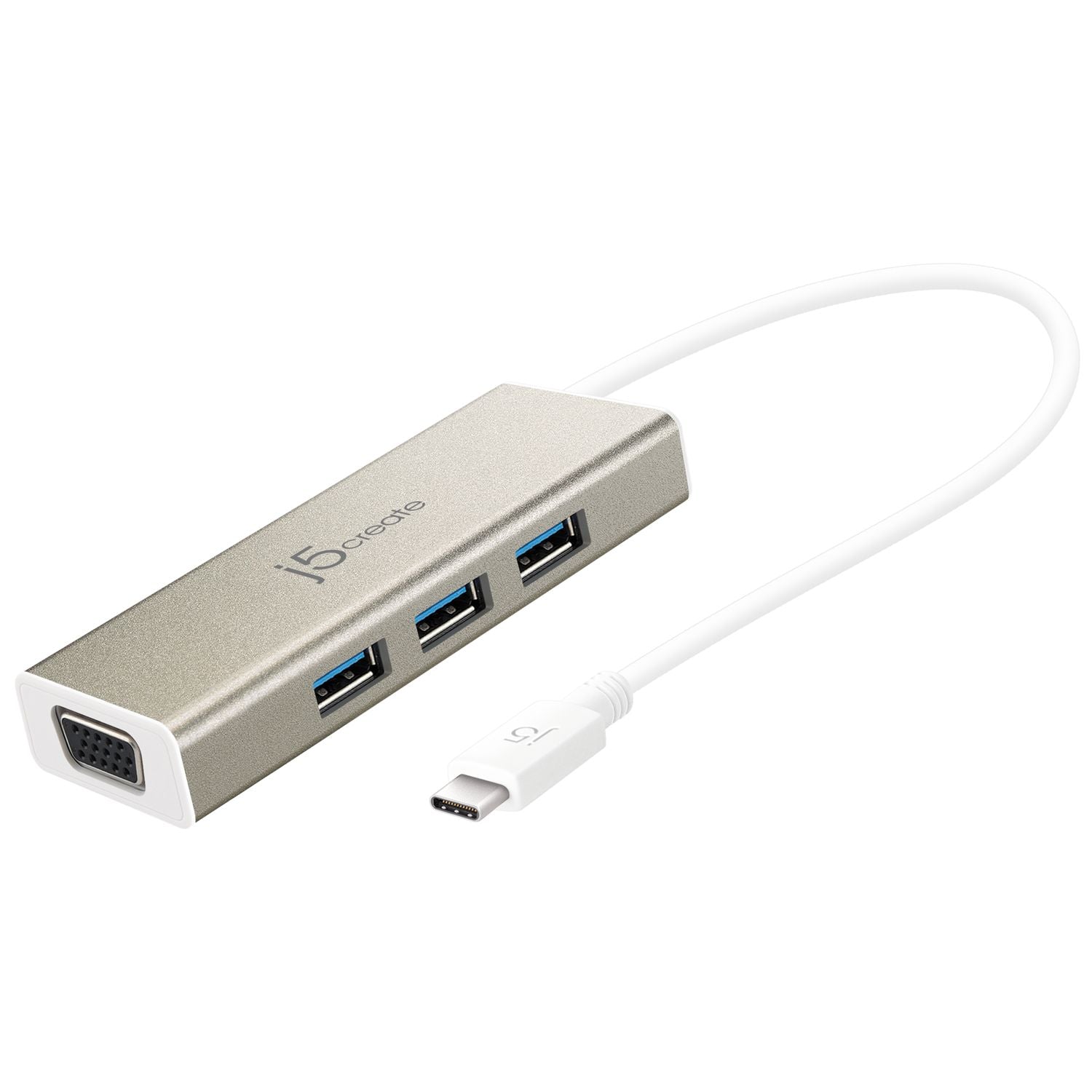 USB 3.1 Type C 3-Port Hub with VGA Adapter - High-Speed Data Transfer & Dual Monitor Support for MacBook, Dell, HP Laptops - Perfect for Home Office, Gaming & Video Conferencing