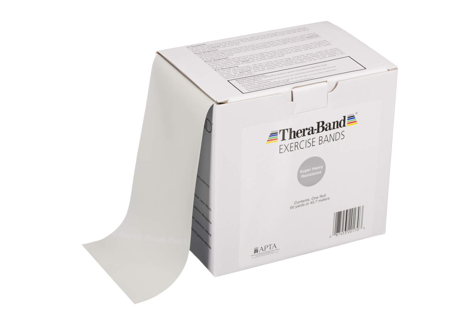 THERABAND Resistance Bands 50 Yard Roll - Professional Latex Elastic Exercise Bands for Strength Training, Physical Therapy & Home Workouts | Upper/Lower Body & Core Workouts, Pilates, Rehab | Super Heavy Advanced Level 2 (Silver) - Perfect for Gym, Home Fitness & Physical Therapy Recovery