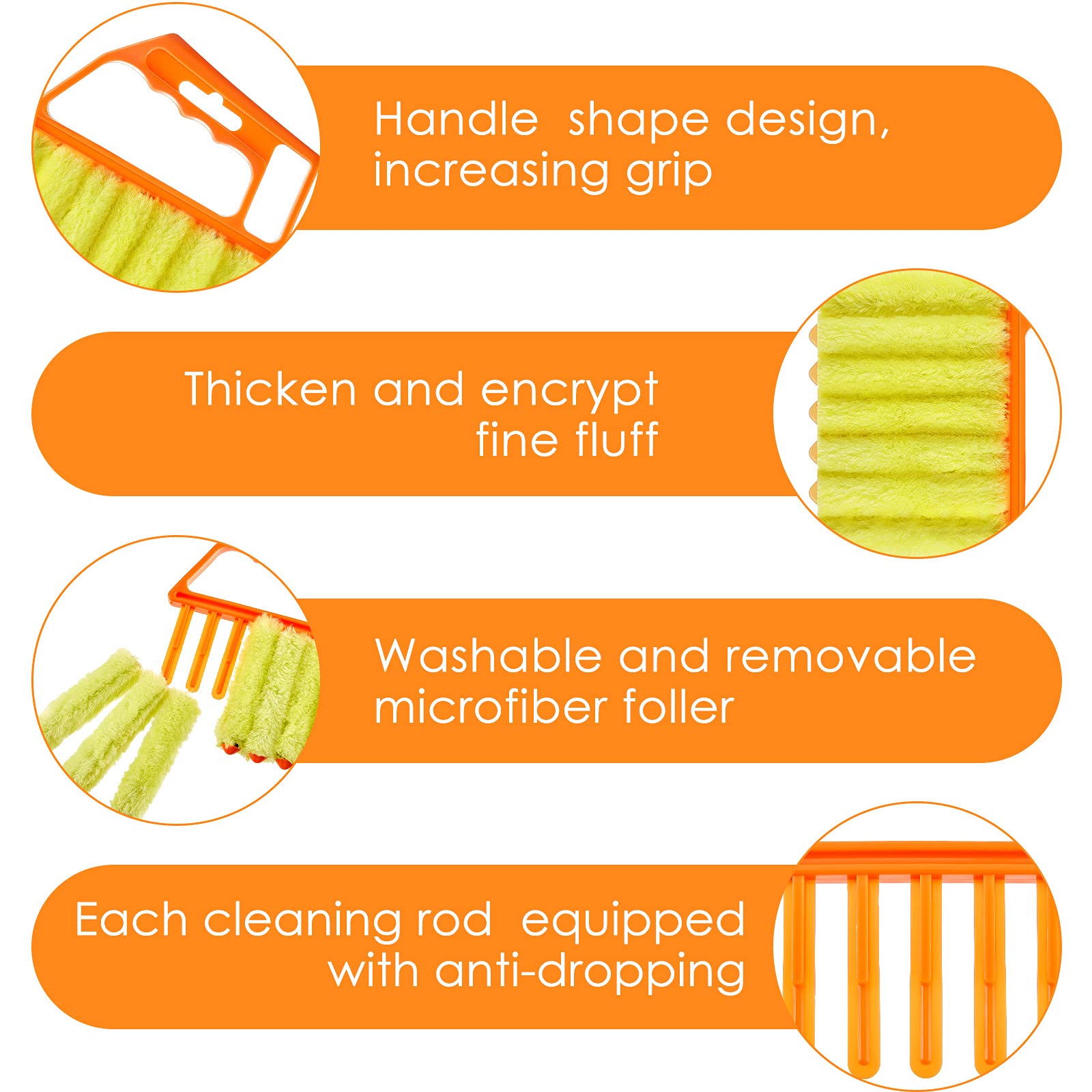 6-Piece Window Blind Cleaning Kit - 2 Venetian Blind Dusters, 2 Shutter Brushes & 2 Cleaning Gloves - Multi-Purpose Dusting Tools for Blinds, AC Vents, Keyboards & Household Cleaning