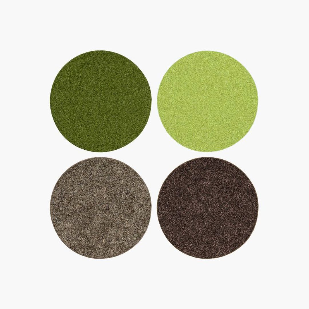 Premium Merino Wool Felt Coasters Set of 4 - Natural Eco-Friendly Drink Coasters for Beer, Wine & Coffee - Perfect for Home, Bar, or Office Use (Forest Green)