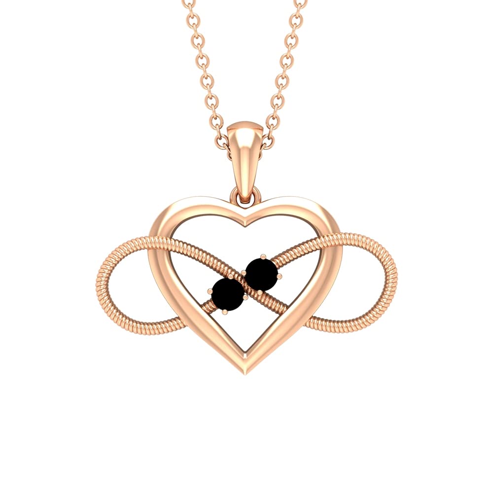 December Birthstone Necklace for Women - 14K Solid Gold Black Onyx Infinity Heart Pendant, Natural Onyx Jewelry Gift for Mom, Wife, Girlfriend - Perfect for Birthdays, Anniversaries & Special Occasions