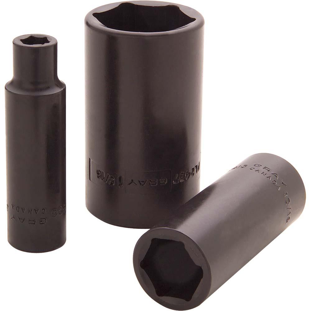 1/2 Inch Drive 6-Point Deep Impact Socket Set - Black Industrial Finish for Automotive Repair & Heavy-Duty Mechanical Work