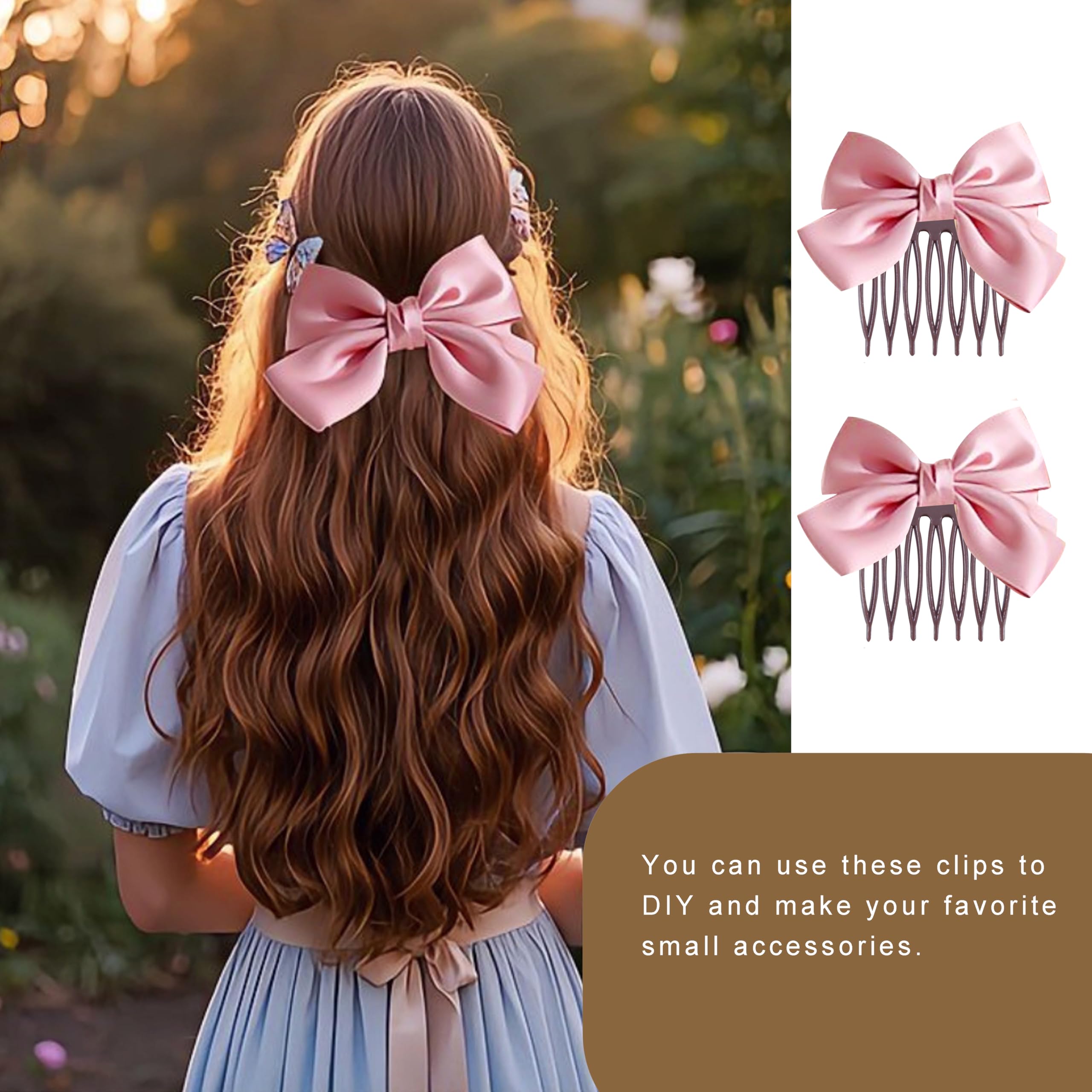 50 PCS Brown Plastic Wig Combs - 7 Teeth Hair Styling Tools for Wig Making, Hair Extensions & Cosplay Accessories (Perfect for Salon, DIY & Costume Use)