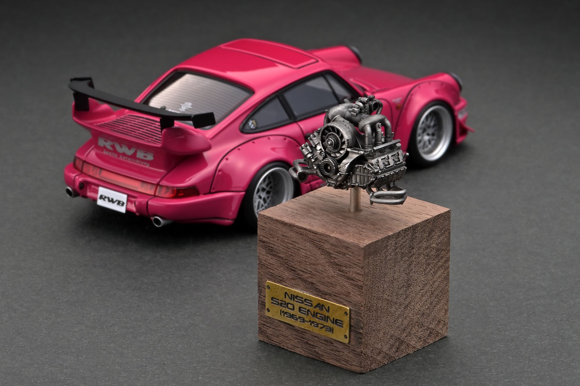 1:43 Scale Porsche 964 RWB Pink Diecast Model Car with M64 Engine Display - Perfect for Collectors, Car Enthusiasts & Home/Office Decoration