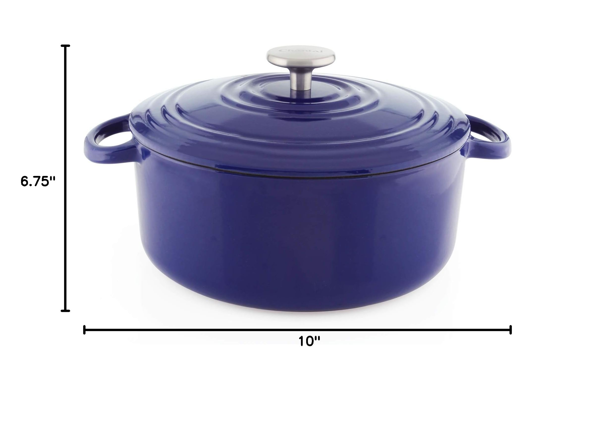 Premium Chantal 5 Quart Enameled Cast Iron Dutch Oven - Cobalt Blue, US Formulated for Even Heat Distribution - Perfect for Braising, Stewing & Baking Bread at Home