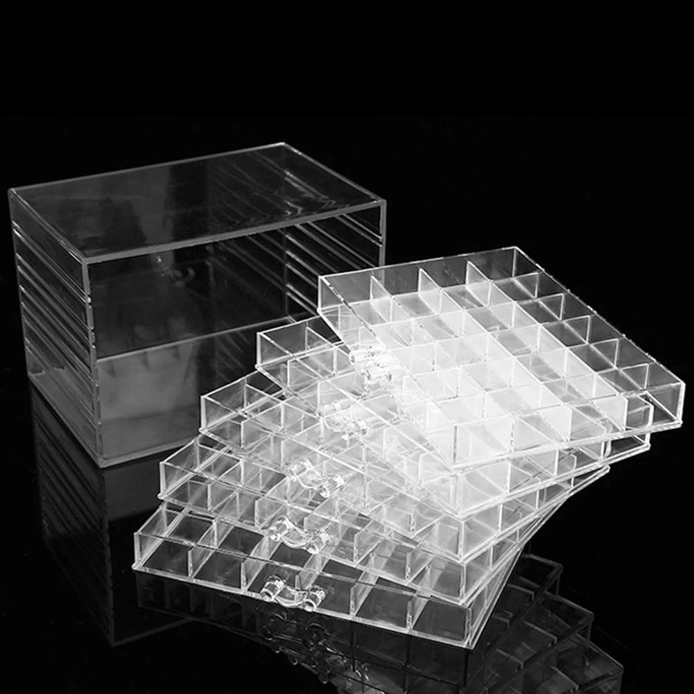HOKY 120 Grids Clear Acrylic Nail Polish Organizer - Makeup & Jewelry Storage Drawer Box - Perfect for Salon, Home Vanity & Nail Art Display