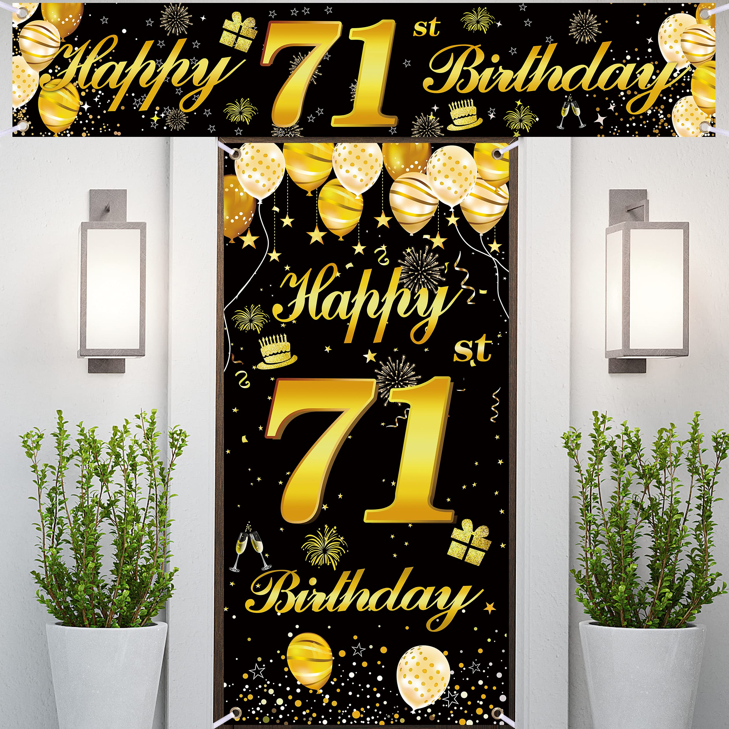 71st Happy Birthday Banner for Men - Large Birthday Party Decorations & Backdrop for Indoor/Outdoor Celebrations