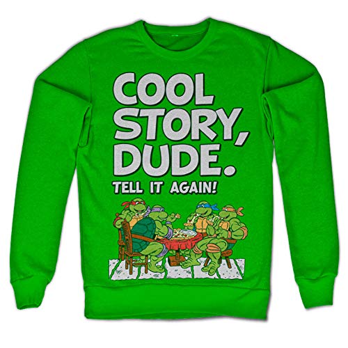 Official TMNT Teenage Mutant Ninja Turtles Licensed Green Sweatshirt - Cool Story Dude Graphic Hoodie for Fans | Casual Wear, Cosplay & Gift for Turtle Lovers