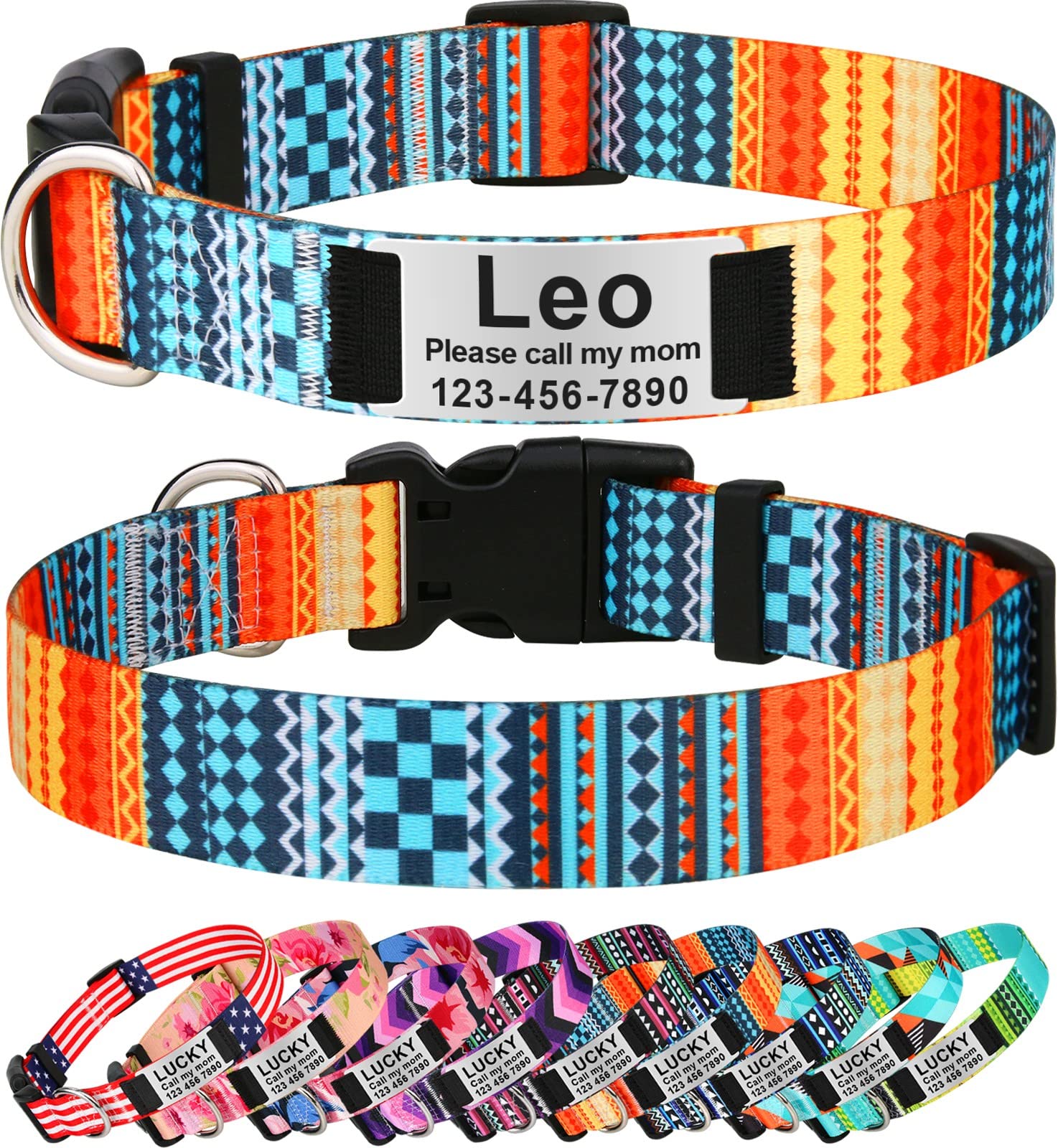 Taglory Unique Designer Soft Dog Collar - Adjustable Western Style Pet Collar for Small, Medium & Large Dogs - Perfect for Daily Walks, Training & Outdoor Adventures