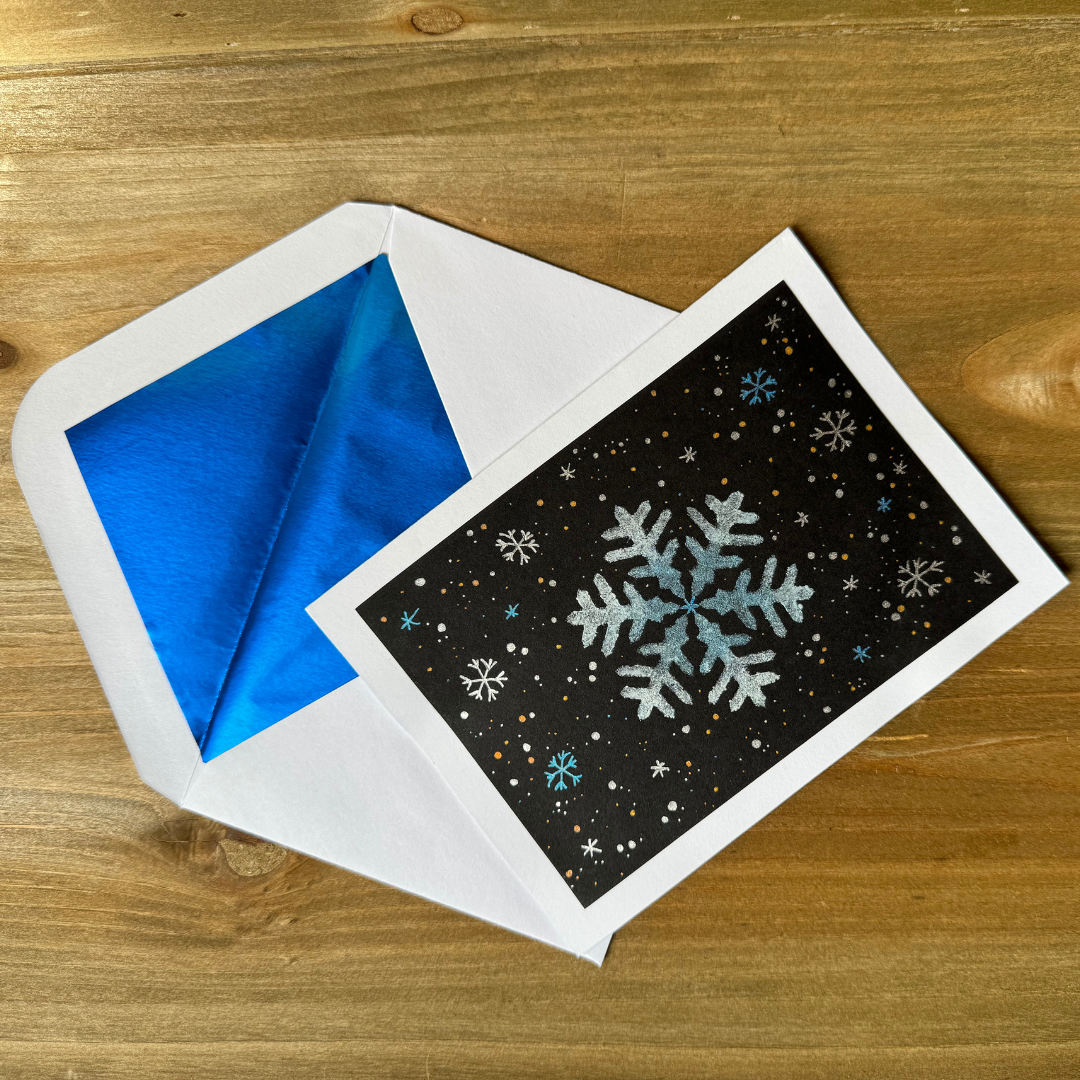 Elegant Metallic Snowflake Holiday Greeting Card - Perfect for Christmas, New Year & Winter Celebrations