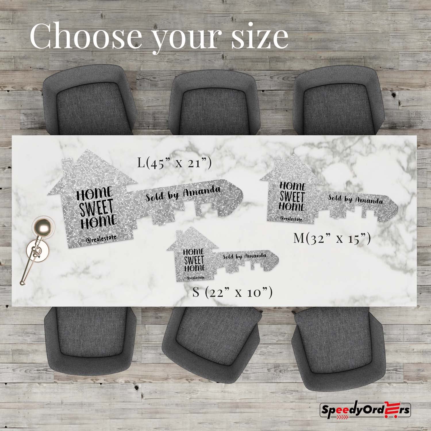 Custom Photo Key Prop - Large Silver Sparkle Real Estate Sold Sign for Realtors | Marketing Supplies & Closing Gifts for Agents | Perfect for Open Houses, Listings & Client Celebrations