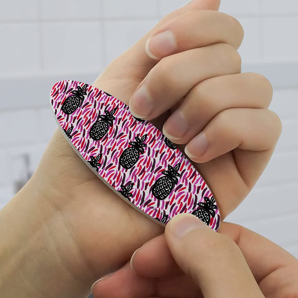 Wacky Pineapples Double-Sided Oval Nail File Set - 4 Pack Emery Boards for Natural & Acrylic Nails - Perfect for Home, Salon & Travel Manicures
