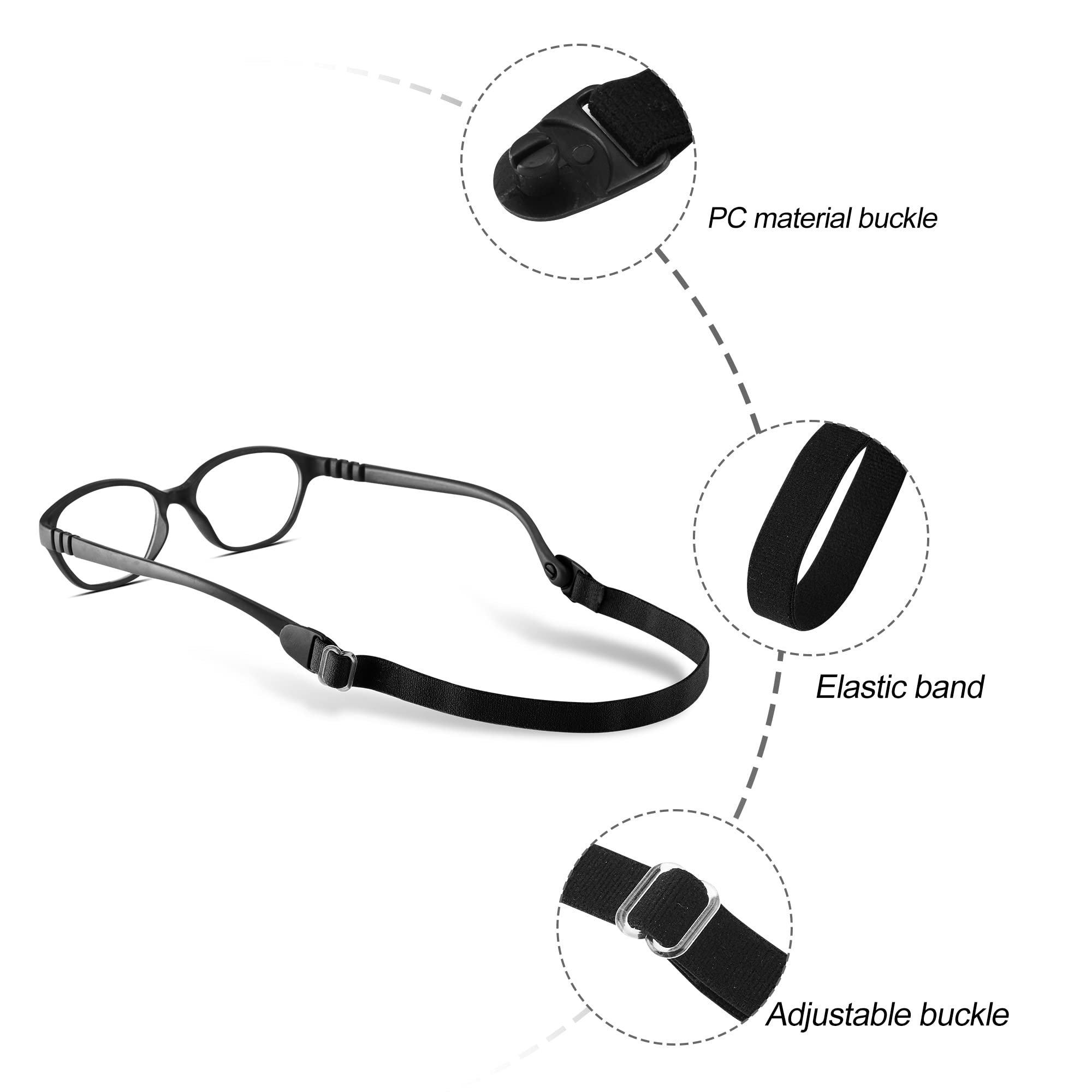 LVVFIT Adjustable Kids Glasses Strap - 4 Pack Elastic Eyewear Bands for Toddlers, Boys & Girls | Sports, Reading & Outdoor Activities (Blue)