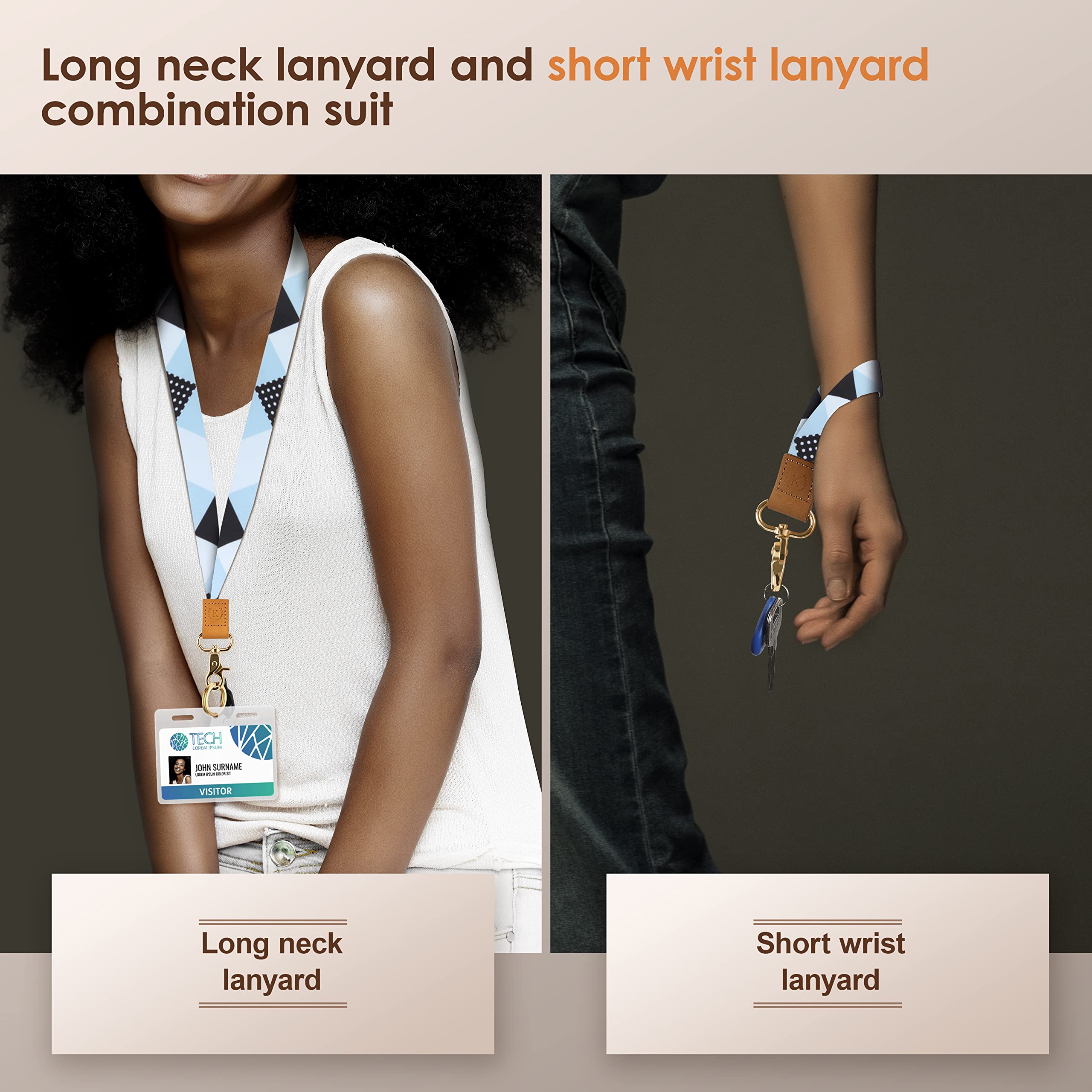 Stylish Lanyard for Keys & ID Badge - Soft Durable Polyester - for Work, Travel, Events
