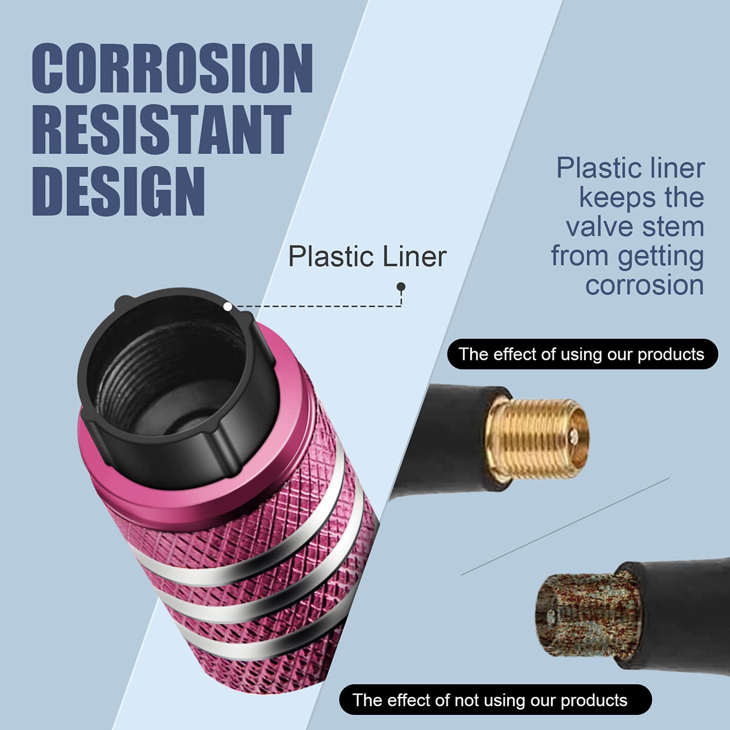 Tire Valve Stem Caps (5 Pack) - Corrosion Resistant Pink Reindeer Antler Car Accessories for Christmas Decor
